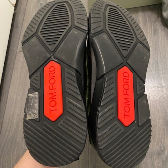 Tom Ford Turner Tasselled Velvet Green Sneakers Size 11 - Picture 11 of 16